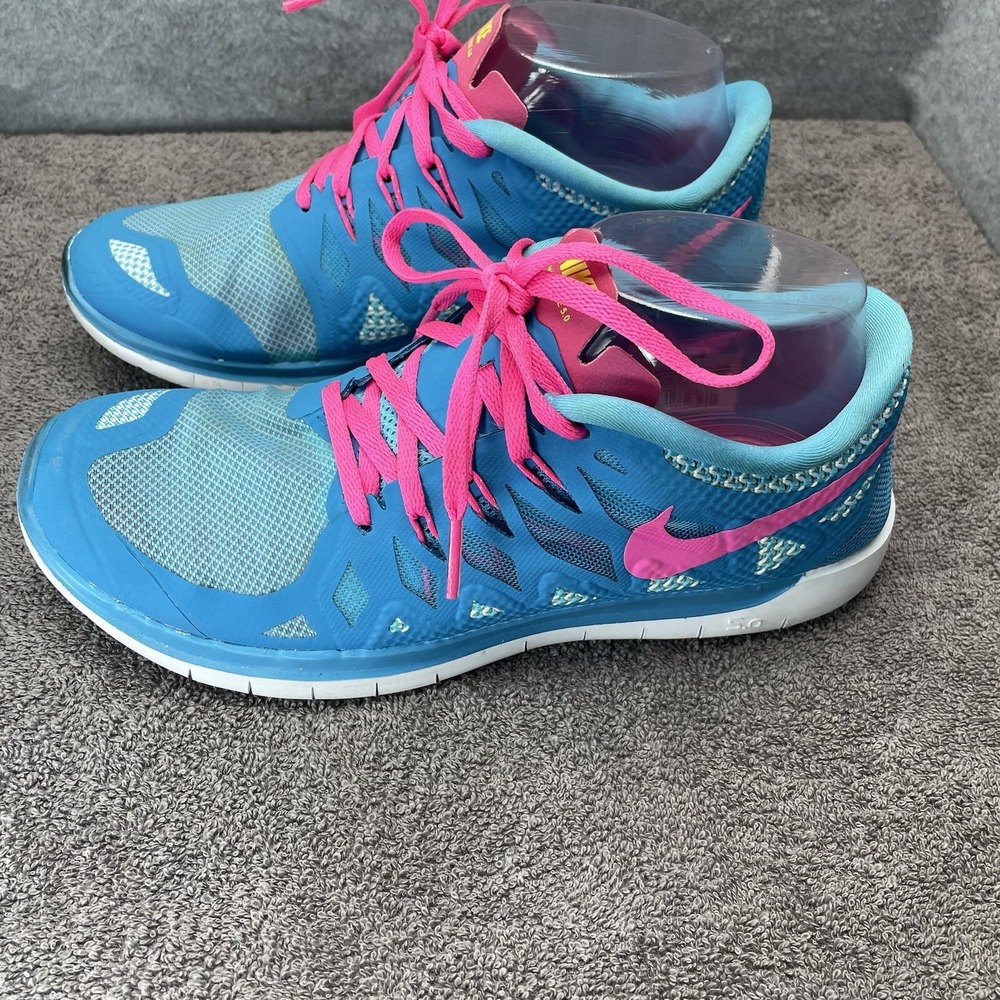 Nike Free 5.0 Girls Size 6Y Blue Pink Volt Running Athletic Sneakers Shoes